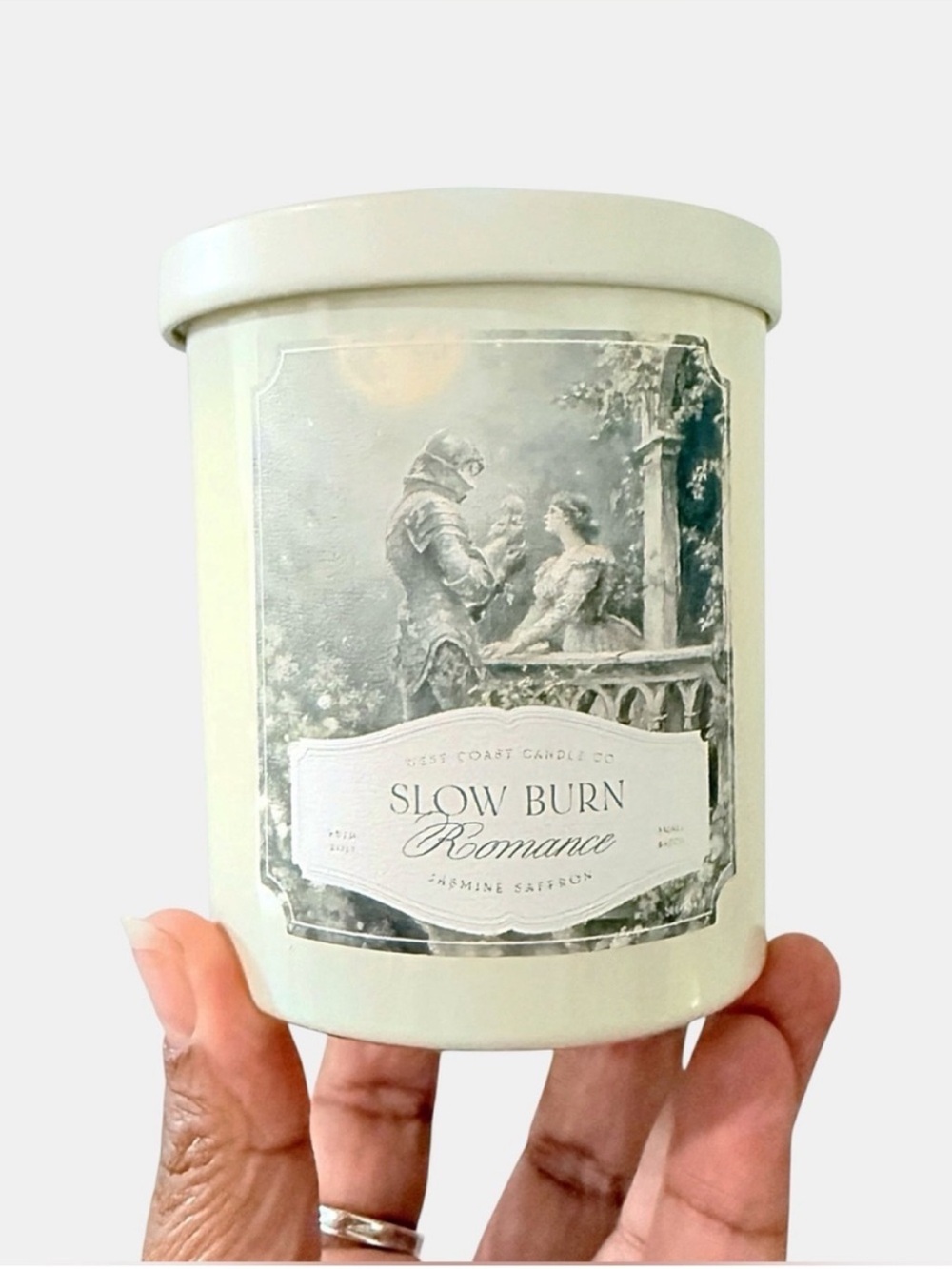 Leoben Company Slow Burn Romance Jasmine Saffron Scented Candle - White